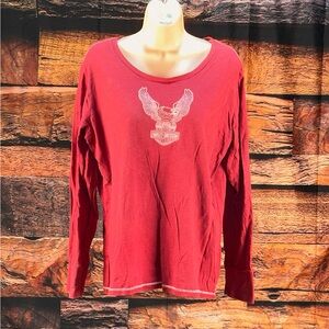 Harley-Davidson Women's Long Sleeve Scoop Neck Tee - Burgundy Red